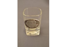 Păhărel pentru alcool pătrat cu plăcuţă metalică România